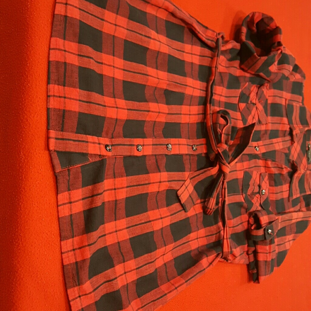 Red /black  woman shirt with extra length